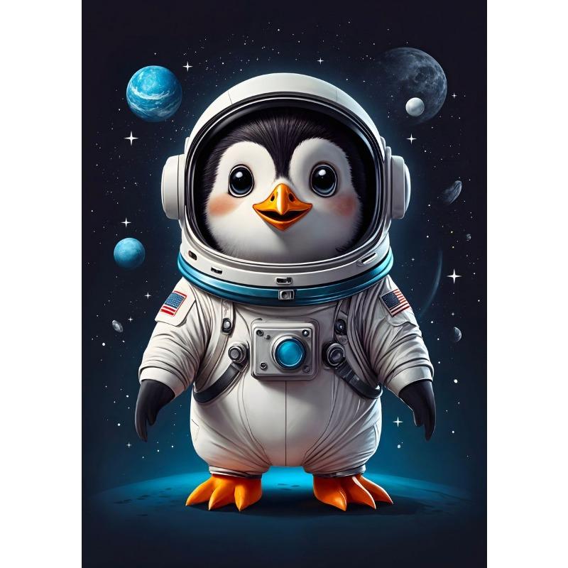 Cartoon Cute In The Universe Wearing Space Suit Animals Panda Koala Lion Cat Poster Canvas Painting Wall Art Pictures Home Decor