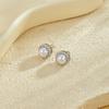 New Fashion Shiny Zirconia Inlaid Rose-shaped Stud Earrings Women's Trend Luxury Copper Earrings Birthday Party Jewellery Gifts