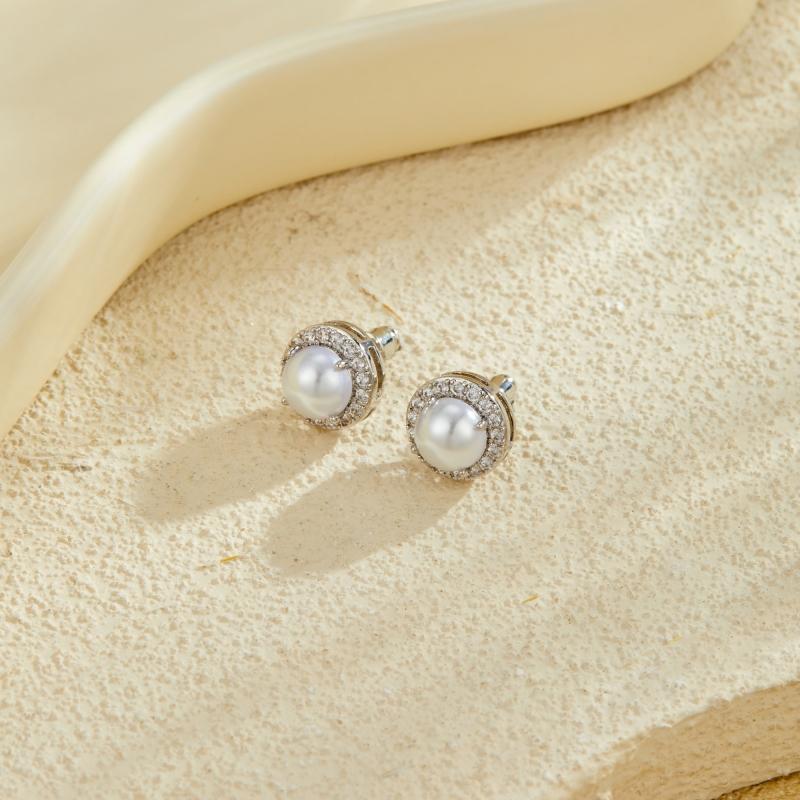 New Fashion Shiny Zirconia Inlaid Rose-shaped Stud Earrings Women's Trend Luxury Copper Earrings Birthday Party Jewellery Gifts