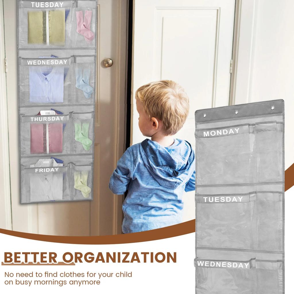 1/2Pcs Wall Hanging Clothes Storage Bags Over The Door Underwear Organizer Weekly Clear Closet Multi-purpose Organiser Hanging