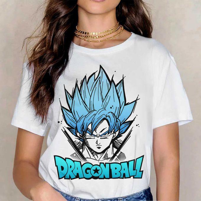 

Summer 2026 Dragon Ball Sun Wukong Super Blue Shape Theme 100 Cotton Printed Loose Tee Shirt for Unisex and Women Y2k S