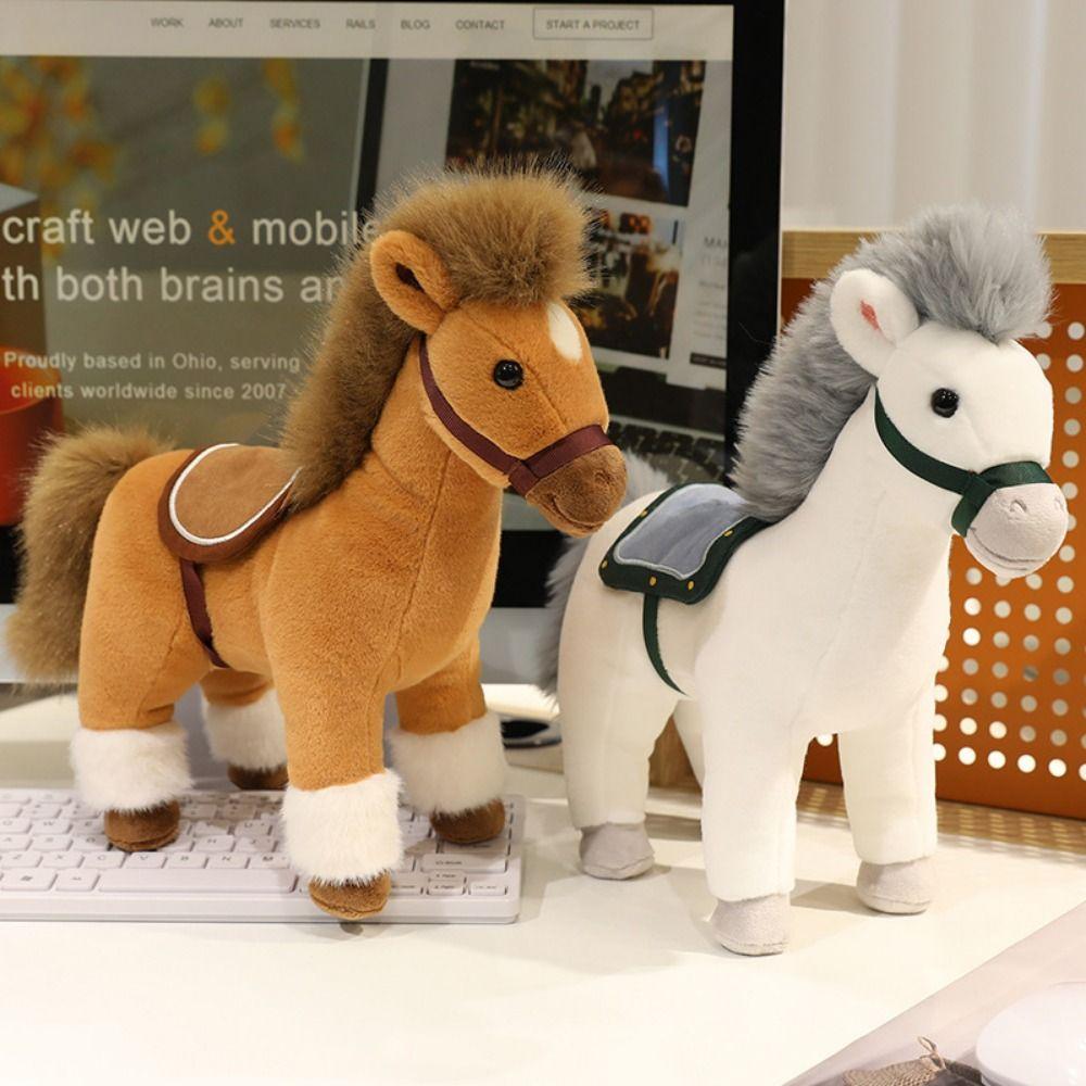Cute Horse Plush Doll Toys Soft Zodiac Pony Figurine Stuffed Animal Horse Horse Ornament