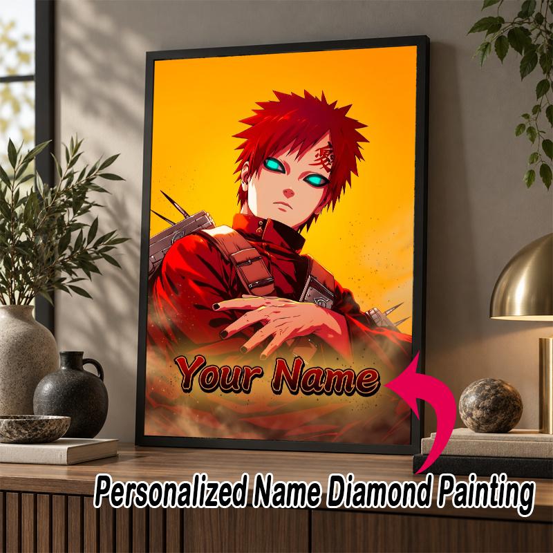 Personalized Gaara Naruto Diamond Art Custom Name 5D Diamond Painting Full Drill DIY Craft