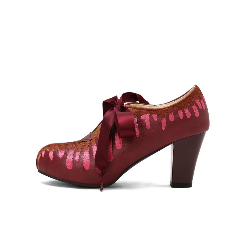 Women's high-heeled single shoes are comfortable and versatile thick-heeled large-size low-top shoes.
