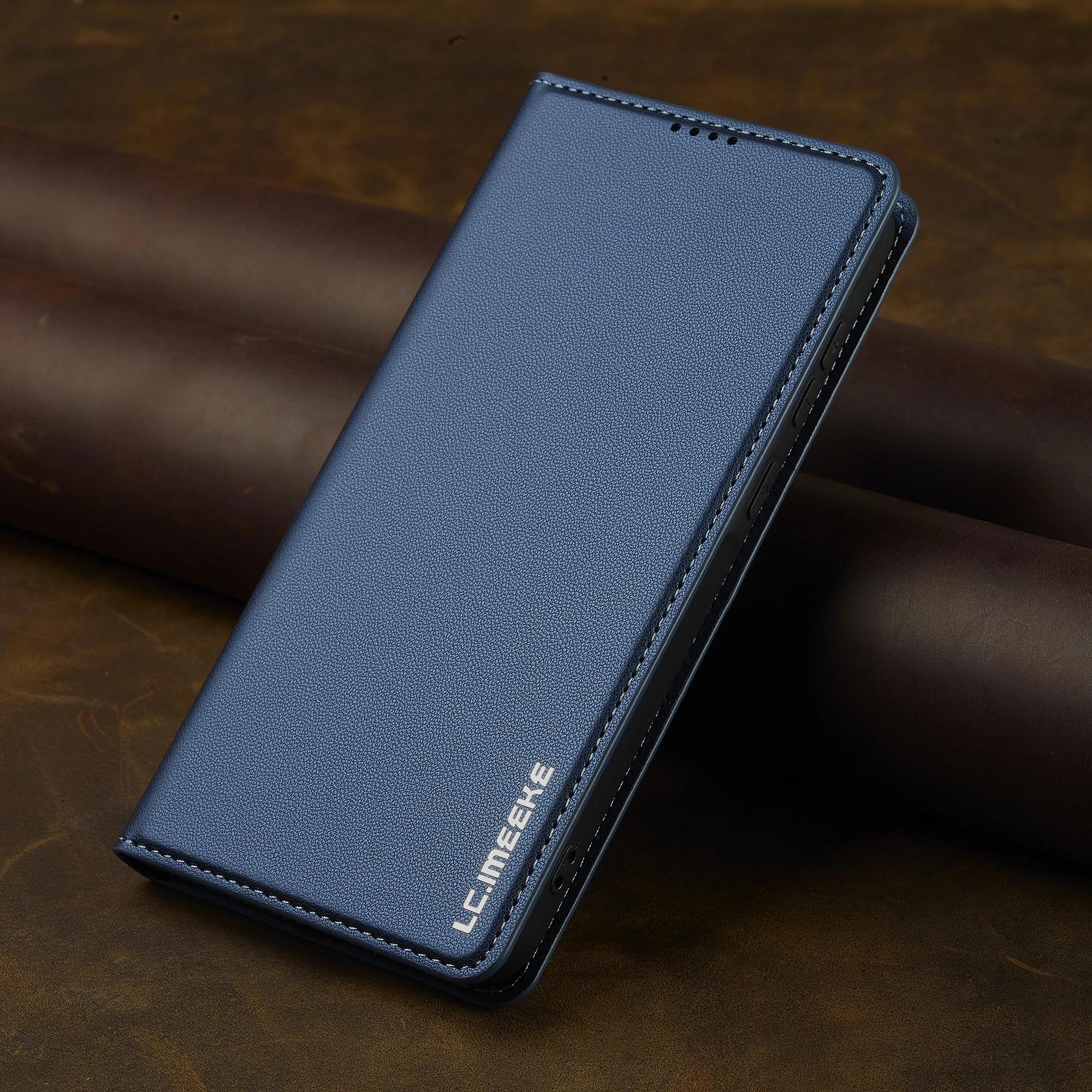 

Ультратонкий откидной кожаный чехол для Samsung Galaxy A15 A35 A55 A14 A34 A54 A52 5G S24 S23 Ultra S22 S21 Plus S20 FE Бизнес-чехол Samsung A55 синий