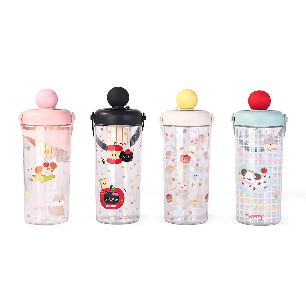 Water bottle creative portable float plastic cup summer tea separation straw cup girls outdoor portable cup wholesale
