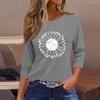 Women's Fashion Casual Round Neck 3/4 Sleeve Loose  Printed T-Shirt Ladies Top