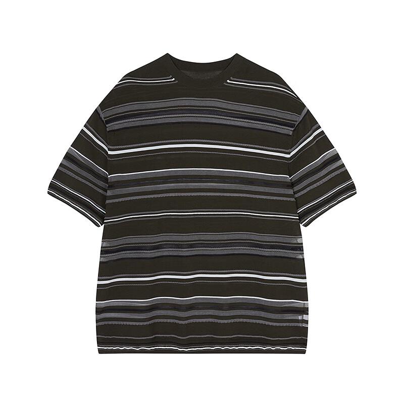 JNBY 2025 Summer Short Sleeve Striped Knit Top