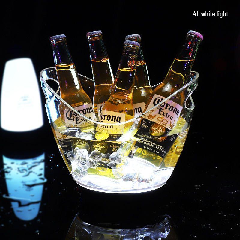 LED Luminous Ice Bucket for Beer, Champagne, Soda, and Wine with Ice Tongs