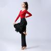 Latin Dance Pants Modern Dance Women High Waist Ruffle Wide Pants Ballroom Tango Samba Trousers Performance Practice Costume