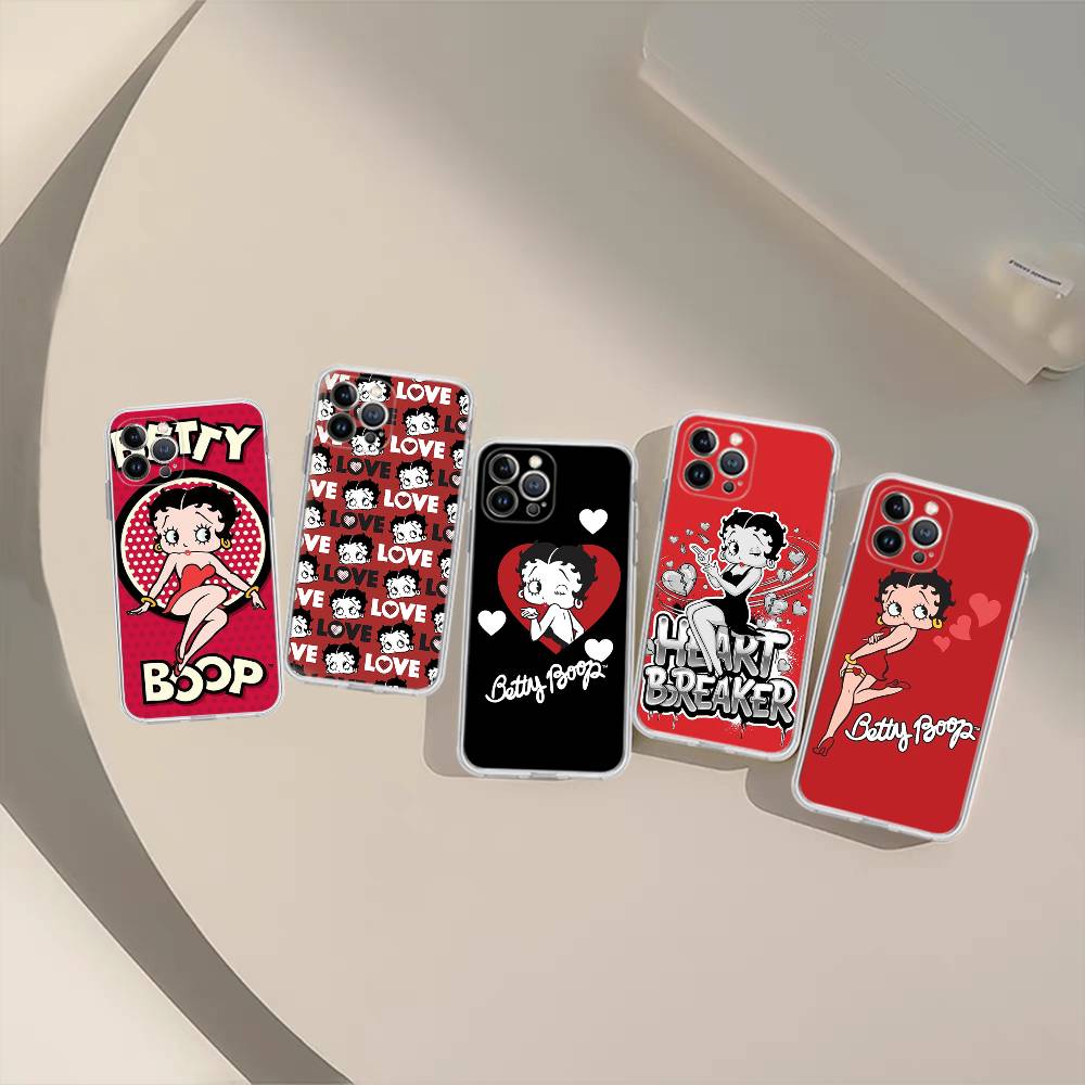 Animation B-Betty Boop Transparent TPU Phone Case For IPhone 17 11 12 13 14 15 16 Pro Max 16 Plus Cover