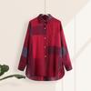 2024 Women's Fashion Loose Casual Plaid Patchwork Long-Sleeve Irregular Shirt for Autumn and Winter