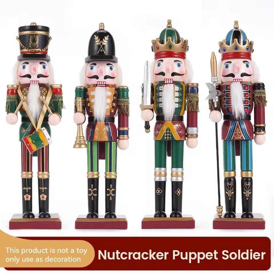 30cm Nutcracker Puppet Soldier Ornament Doll Merry Christmas Decoration Creative Gift Wooden Handicrafts Desktop Cute Ornament