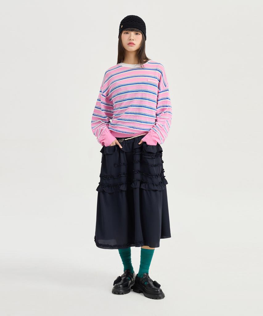 LUCKY CHOUETTE Color Stripe Knit Pullover (Pink) Lfwam25440Pix