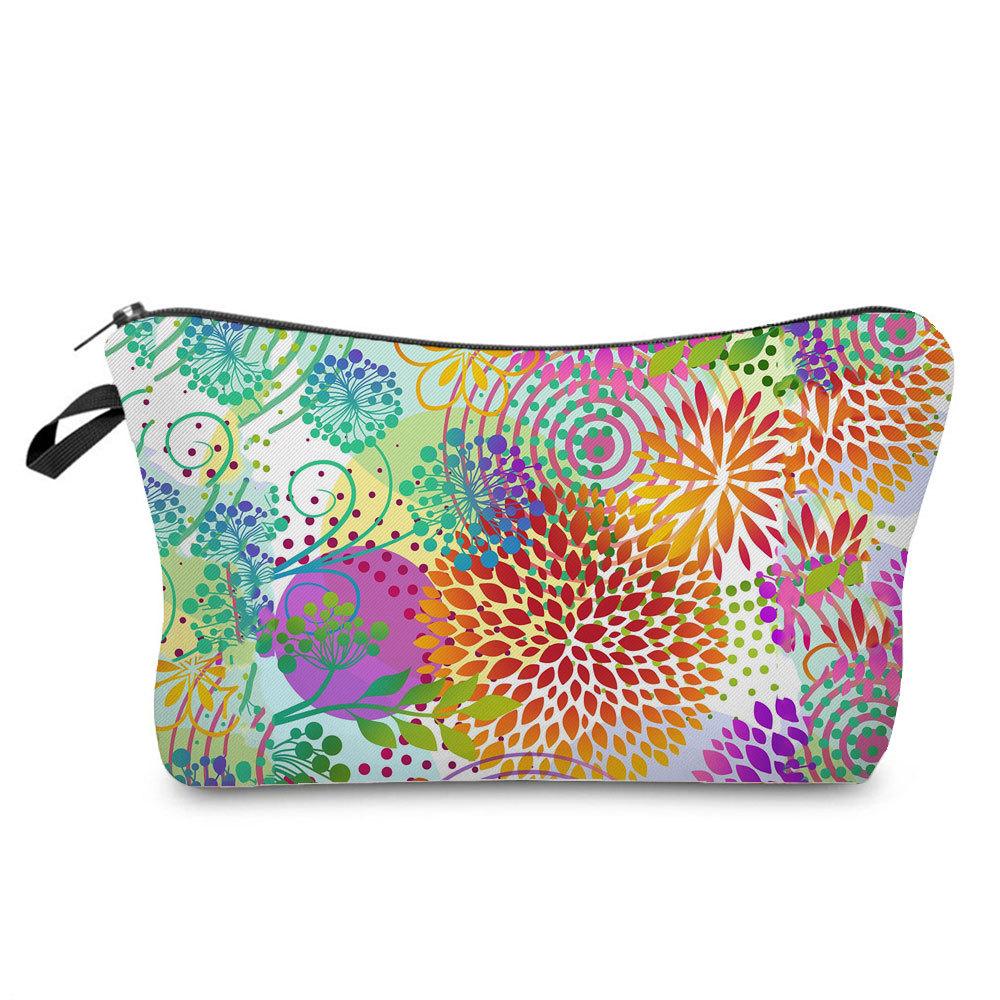 Women Flower Print Cosmetic Bag Toiletries Organize Travel Storage Case 6762 KTB