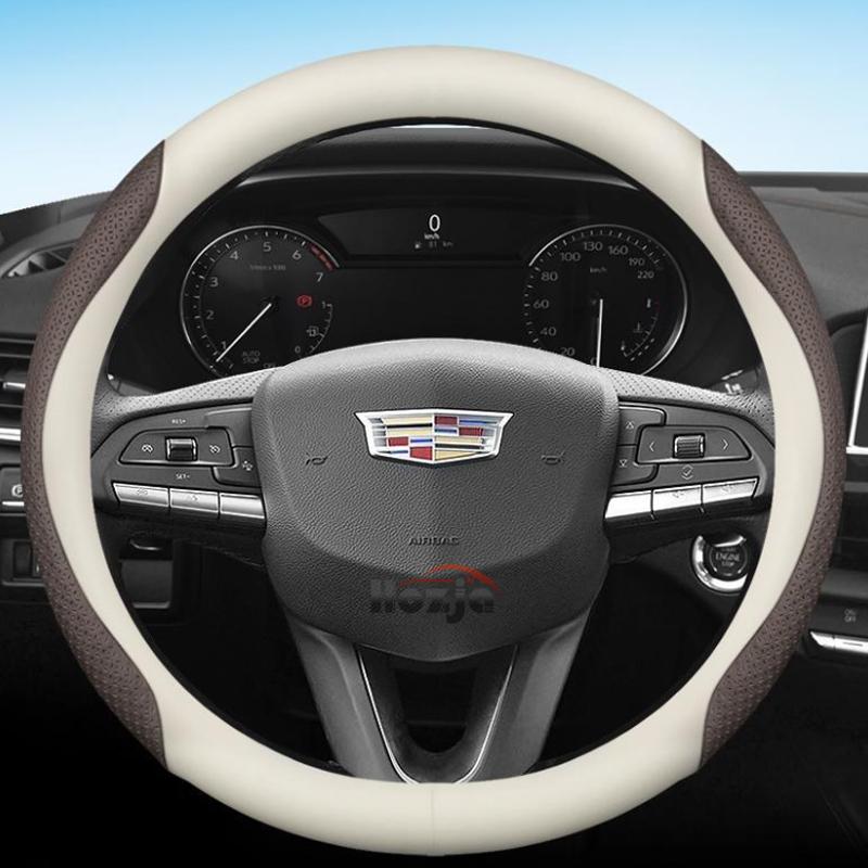 Leather Car Steering Wheel Cover for Cadillac SLS CT6 Escalade XT5 ATS CTS SRX XT4 XT6 Lyriq Optiq Accessories
