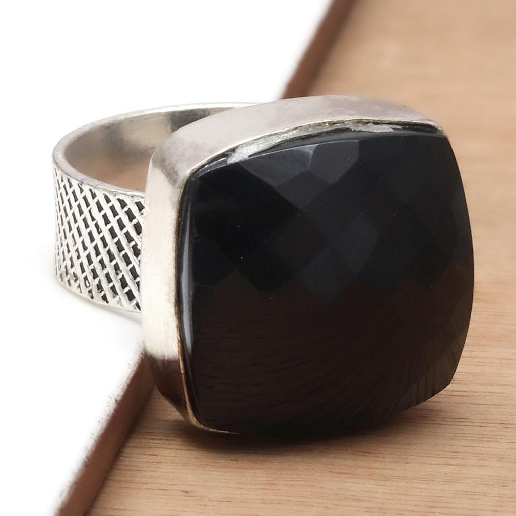 Black Spinal Gemstone Handmade Silver Jewelry  "9"