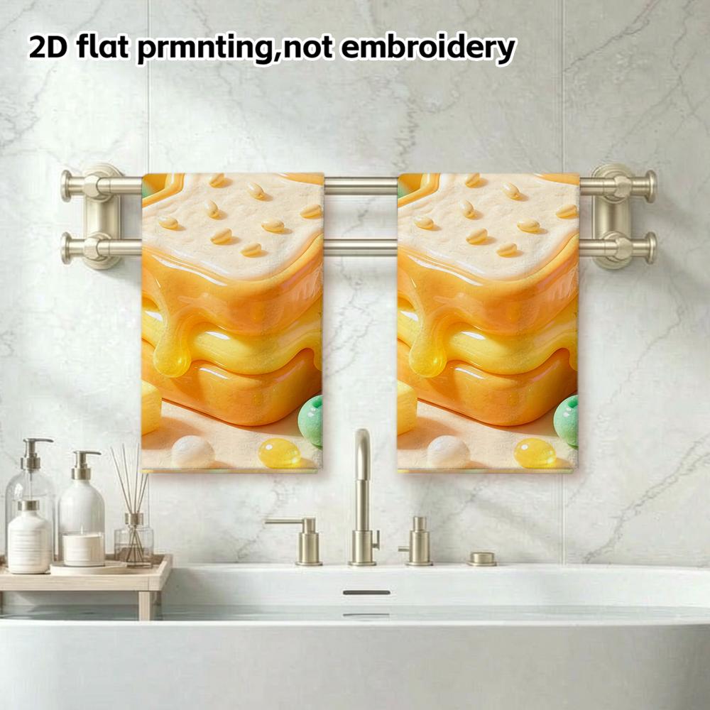 Toast Dessert Cute Print Towel, Quick Dry Absorbent Hand Towel for Bathroom