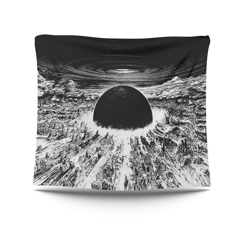 Aertemisi Akira Cyberpunk City Explosion Japanese Manga Anime Tapestry Wall Hanging Art for Bedroom Living Room Decor Party 74x94cm(29x37in)
