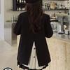New Design Small Casual Suit Black Back Slit Stitching Striped Small Suit Jacket for Women