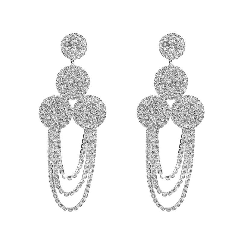Design Long Diamond Earrings Women, Fashionable Versatile Shiny Rhinestone Stud Earrings and Ear Jewelry