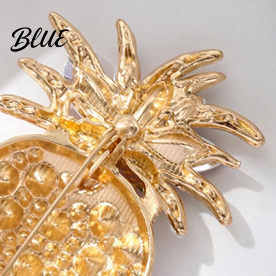Tropical Fruit Pin Women Brooch Dazzling Rhinestones Inlaid 3D Pineapple