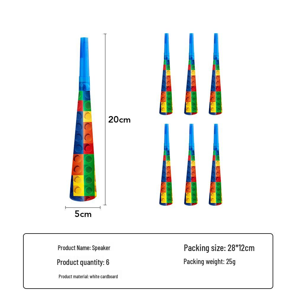 Building Blocks Birthday Party Set: Children's Game Blocks & Disposable Tableware
