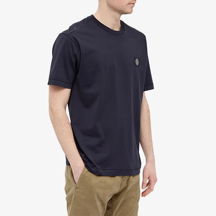 Stone Island Patch Logo T-Shirt Navy Men Tops Blue 741524113-V0020