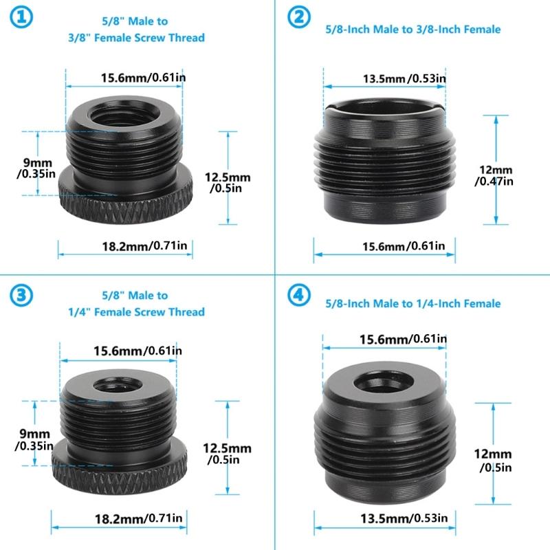 Microphone Stand Adapter 3/8 5/8 1/4 Thread Adapter for Microphone Boom Stand Mount Musical Instrument Accessories