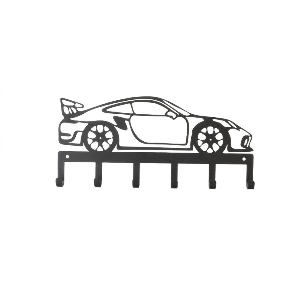 Wrought Iron Wall Mount Key Rack Sturdy 6 Hooks Sports Car Storage Hooks Entryway