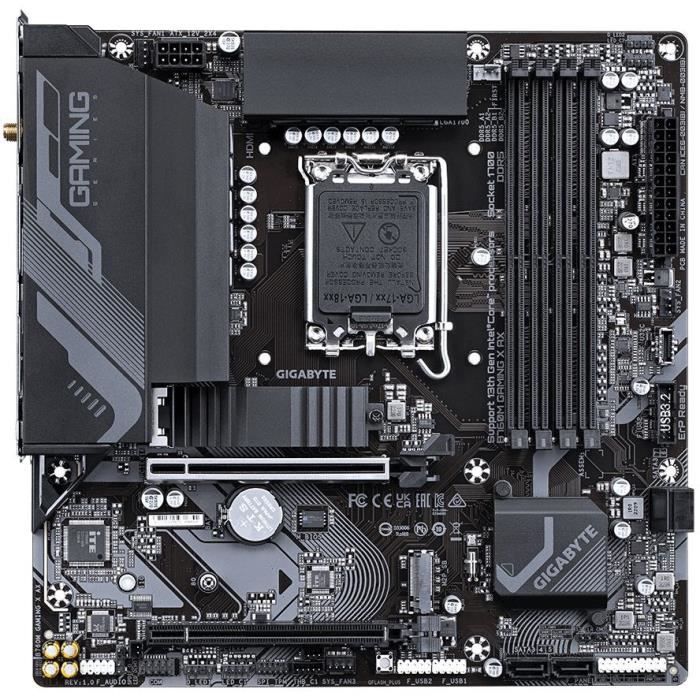 Mainboard - GIGABYTE - B760M Gaming X AX - DDR5 bis zu 7600 MHz - Wi-Fi 6E - 2.5GbE LAN