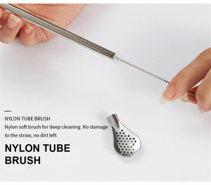 5 Pcs/set 304 Stainless Steel Tea Drinking Straws Spoon Yerba Mate Tea Filter Reusable Bombilla Gourd Tea Tools Bar Accessories