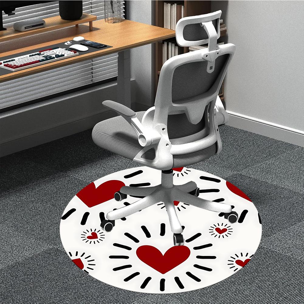 1pc Love Hearts Office Round Area Rug, Indoor Mat Suitable ForOffice, Under Office Chairs Bedroom Living Room Home Decor, Room Decot260