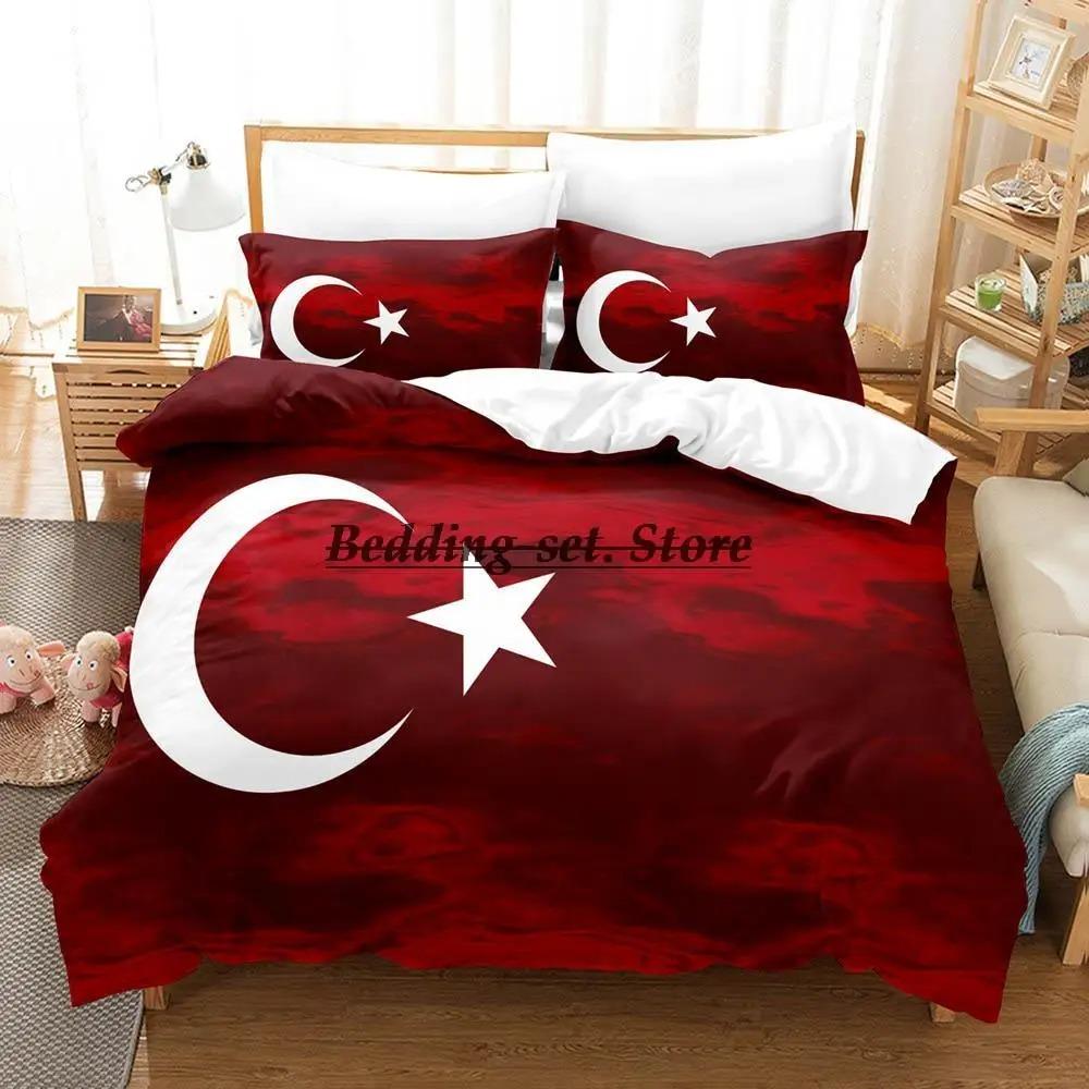 Turkey Flag Bedding Set Single Twin Full Queen King Size Bed Set Aldult Kid Bedroom Duvetcover Sets 3D Print Anime Bed Sheet Set