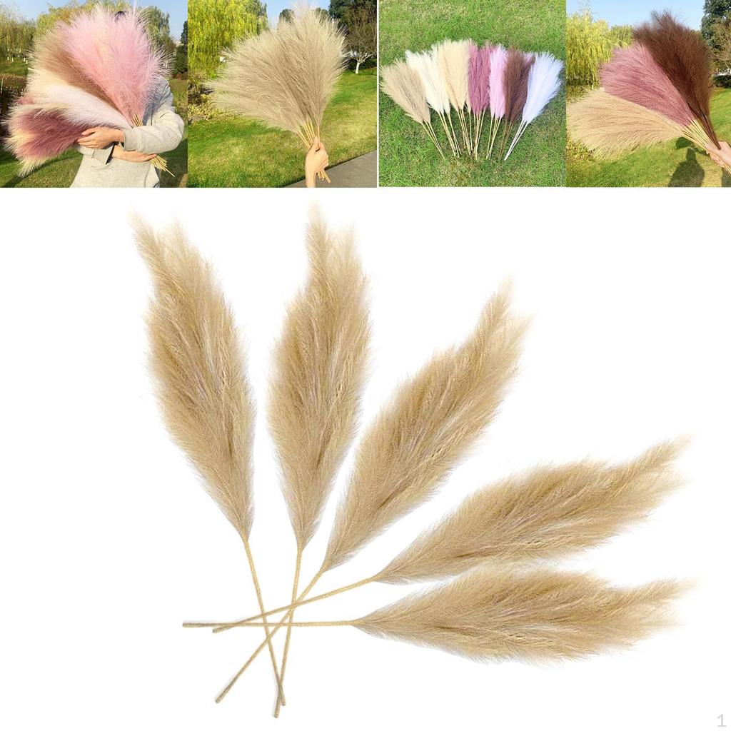5Pcs 70cm Artificial Pampa Grass Dried Branches Stems Faux Bulrush Reed Flower For Vase