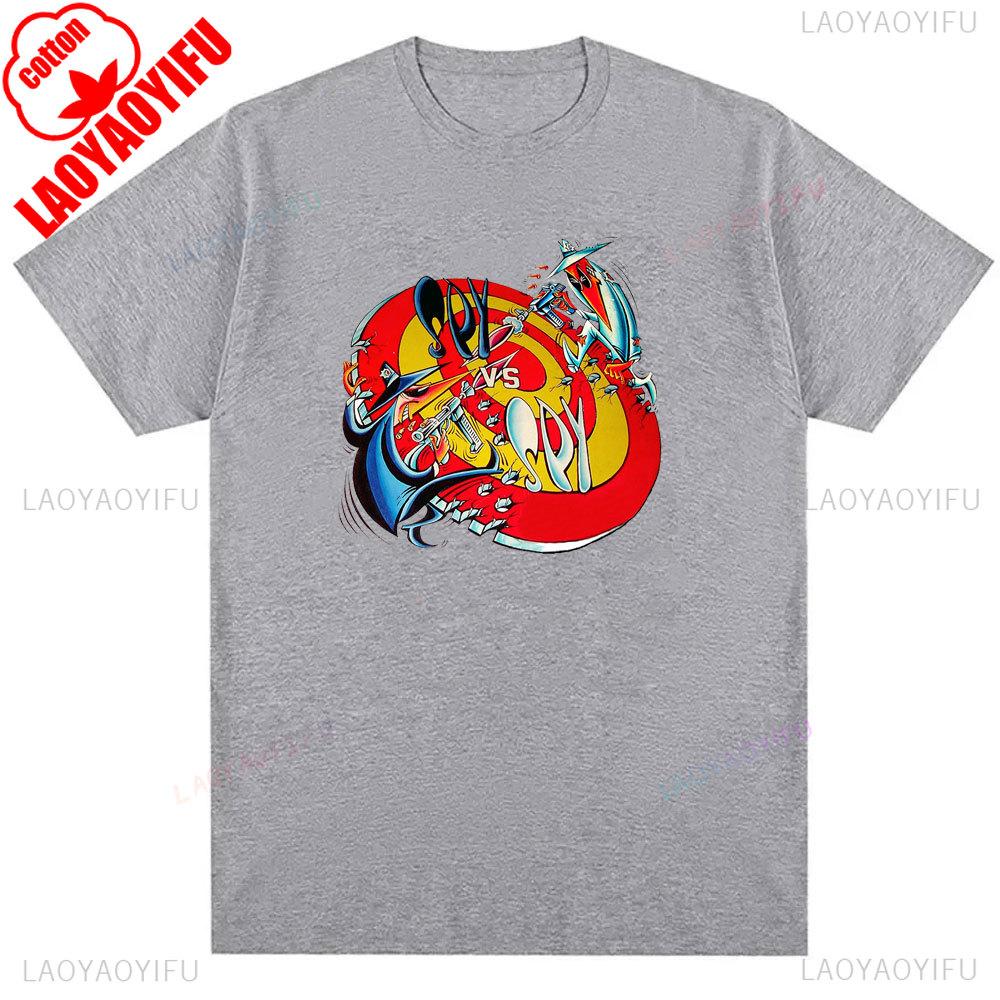 IMMA GONNAKILL YOU YOU LITTLE SHI Spy Vs Spy Mens T Shirt Summer Cotton Crew Neck Humorous Retro 80s Cartoon Graphic Shirt Tee