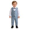Ensemble de vêtements pour bébés garçons, chemise, gilet et pantalon en coton, costume de smoking pour homme, vêtements de fête de mariage et de baptême