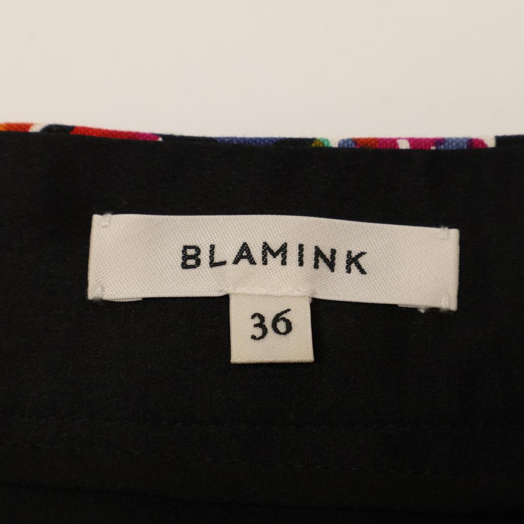 BLAMINK [Excellent Condition] 7924-299-0037 Floral Linen Blend Midi Length Semi-Tight skirt 36 Black / multicolorUsed