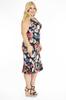 Women's Big Size Dress Patterned Black Plus Size Dress with Frilled Skirt