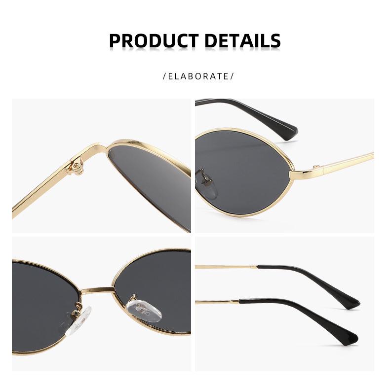 Trendy Euro-American Metal Frame Small Sunglasses for Women: Retro Street Style with High-End Appeal