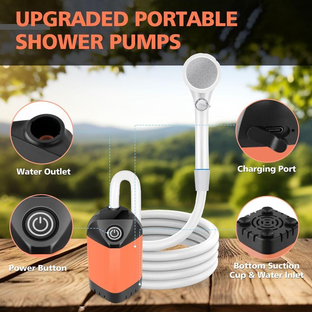 Rechargeable Electric Shower IPX7 Waterproof Shower Pump Portable Camping Shower  Household
