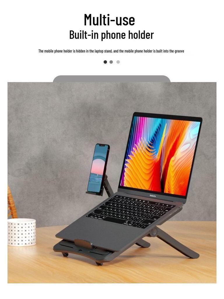 Adjustable Folding Laptop Stand - Multifunctional Cooling Riser for Desktop Office Use