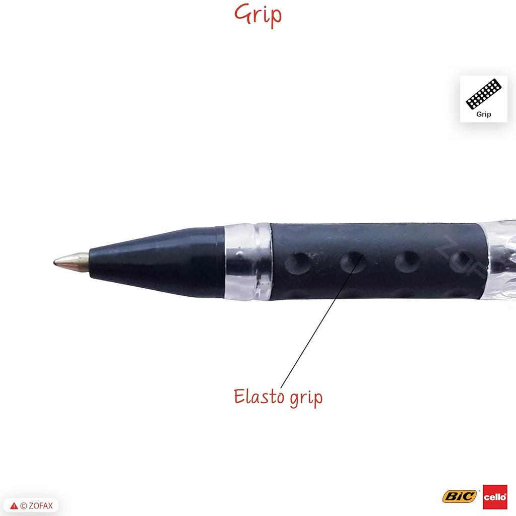 CELLO Gripper Ballpoint Pen Pack of 1x 10pcs Blue Ink 0.5 Mm Tip Smooth Writing Ergonomic Grip for Office School Use