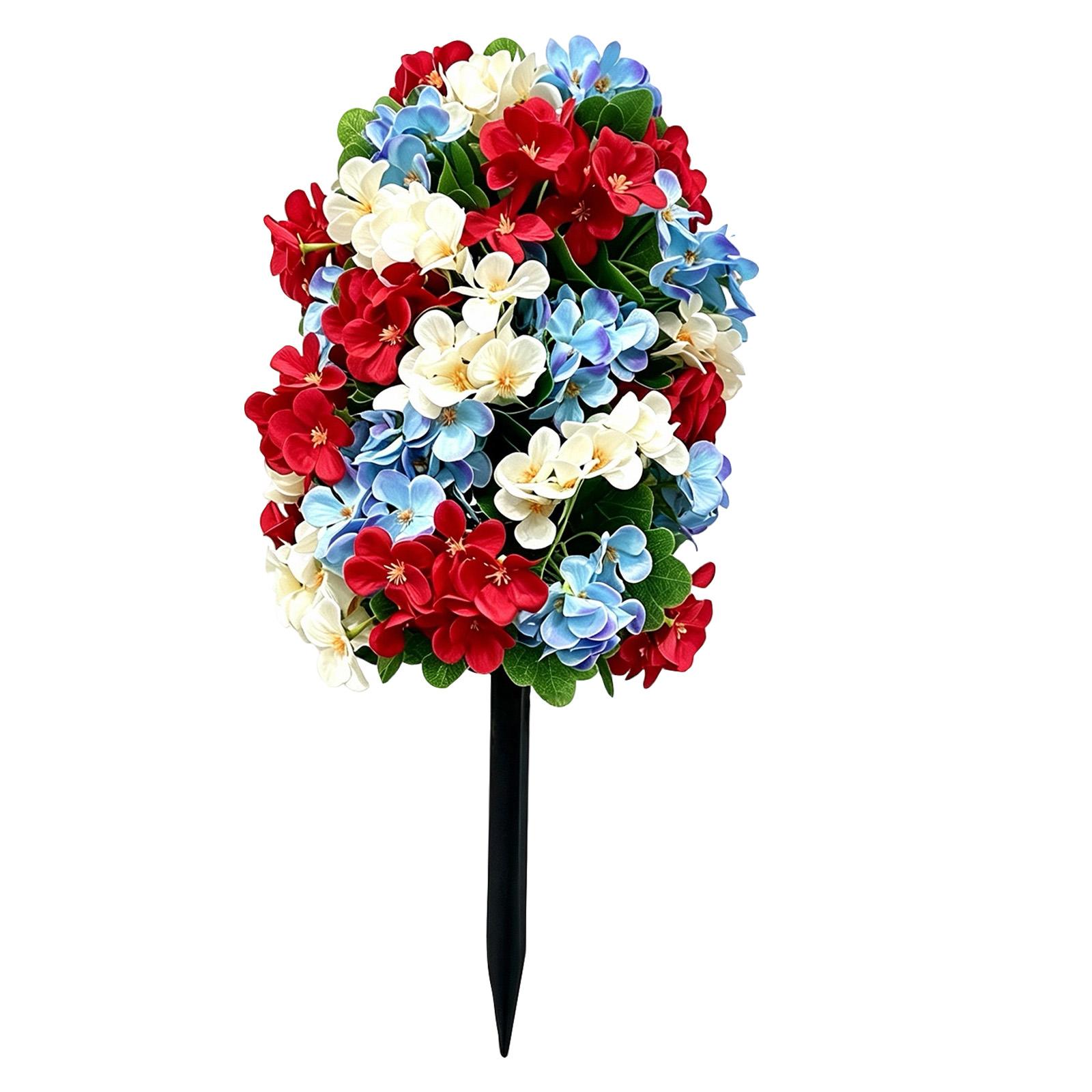 

Artificial Hydrangea Decorative Garden Stake 52x25CM Realistic Floral Outdoor Indoor Plant Accent for Yard Patio Lawn one size белый