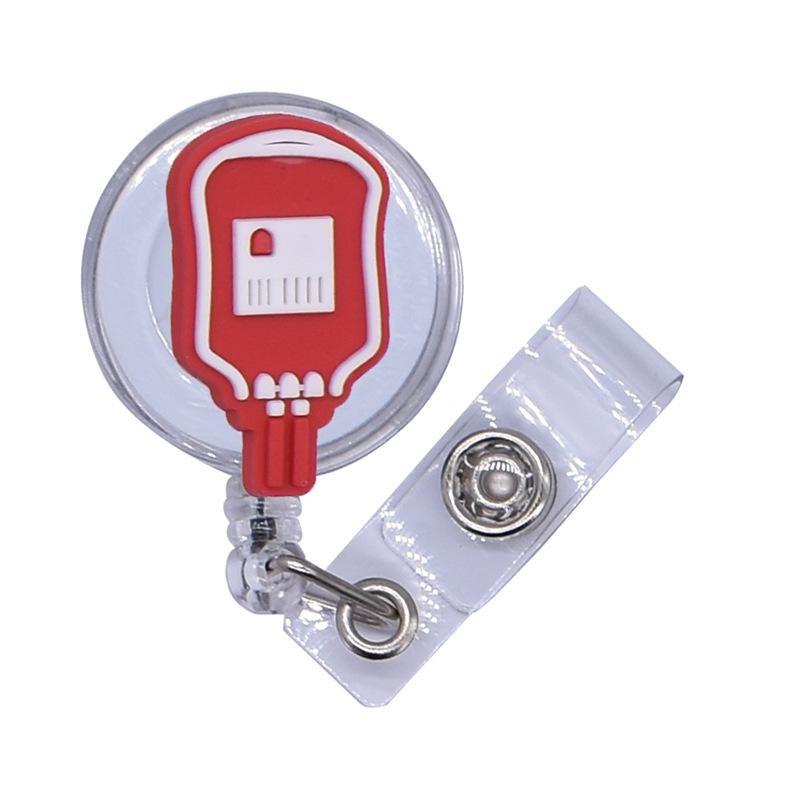 Fivela retrátil médica dos desenhos animados médico enfermeira licença de trabalho cordão criativo fácil de puxar fivela certificado marca nome
