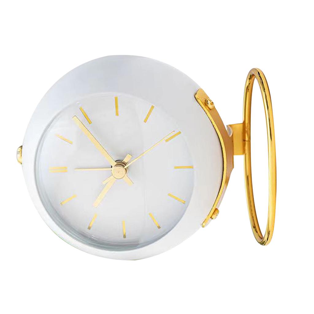 Desktop Alarm Clock Students Dormitory Mini Alarm Clock Ornaments Simple Metal Desktop Clock White