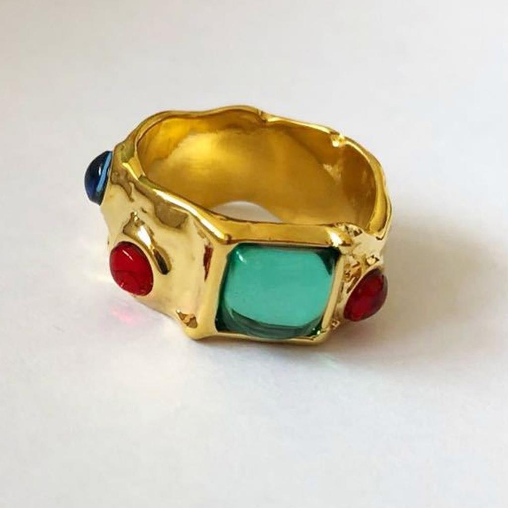 Chic Vintage Baroque Rhinestones Rings For Women With Multicolor Stones And Premium Gold Color Designs for Fashionistas