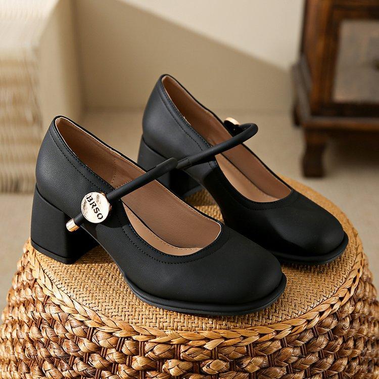 

[youshilai] Mary Jane women s shoes 2025 spring and autumn new French thick heel single shoes with skirt high heels 34