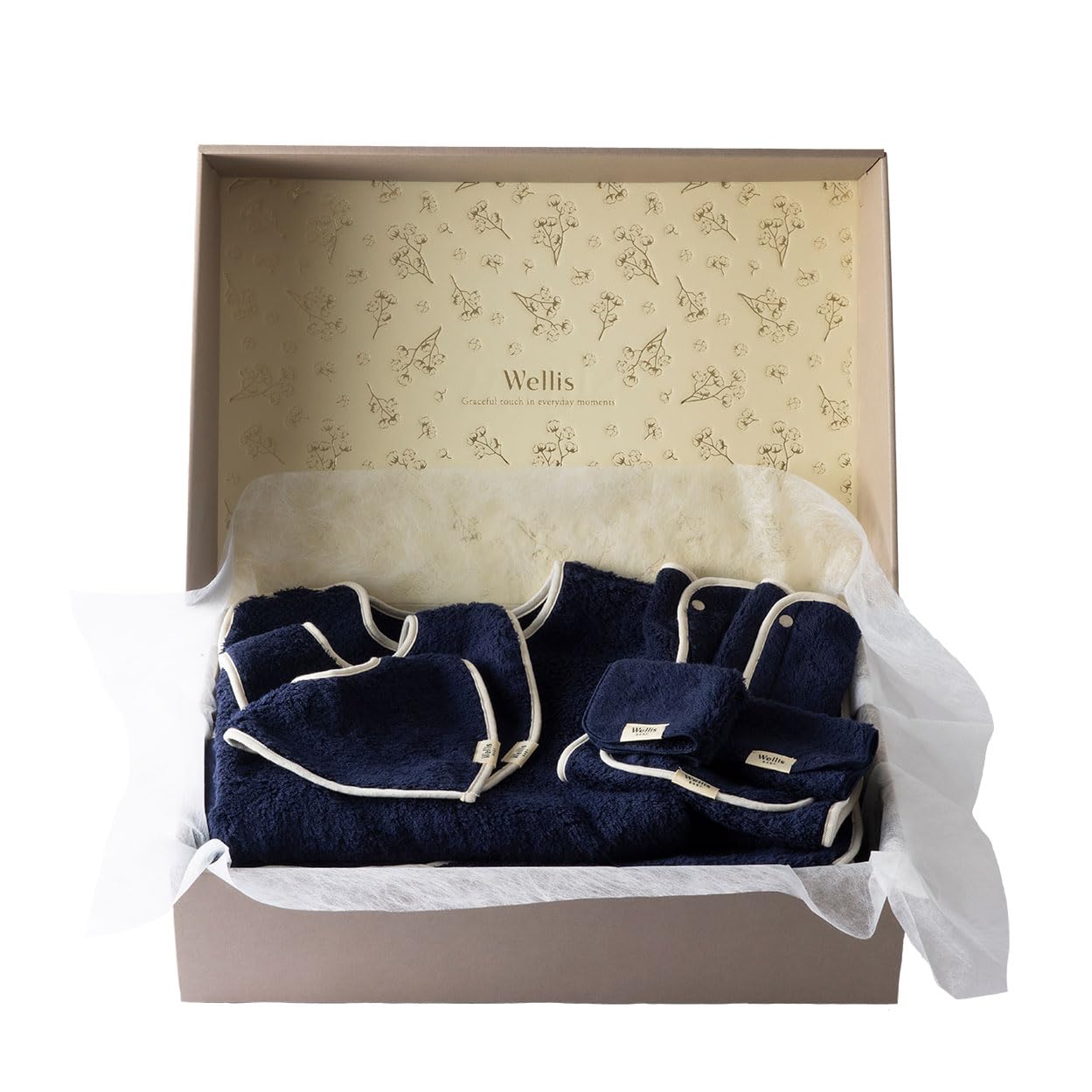 

Wellis BABY ALL in Box Navy Small Large Mummy Daddy Sweat Baby Carrier Cover (Swaddle, Bib, Bib, Sleeper, Towel, Towel, Pad, Navy)