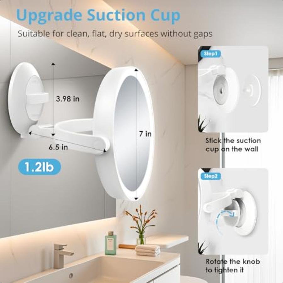 

Настенное увеличительное зеркало для макияжа с подсветкой 1x 30x Двустороннее зеркало с подсветкой и увеличением на присоске Перезаряжаемый United States